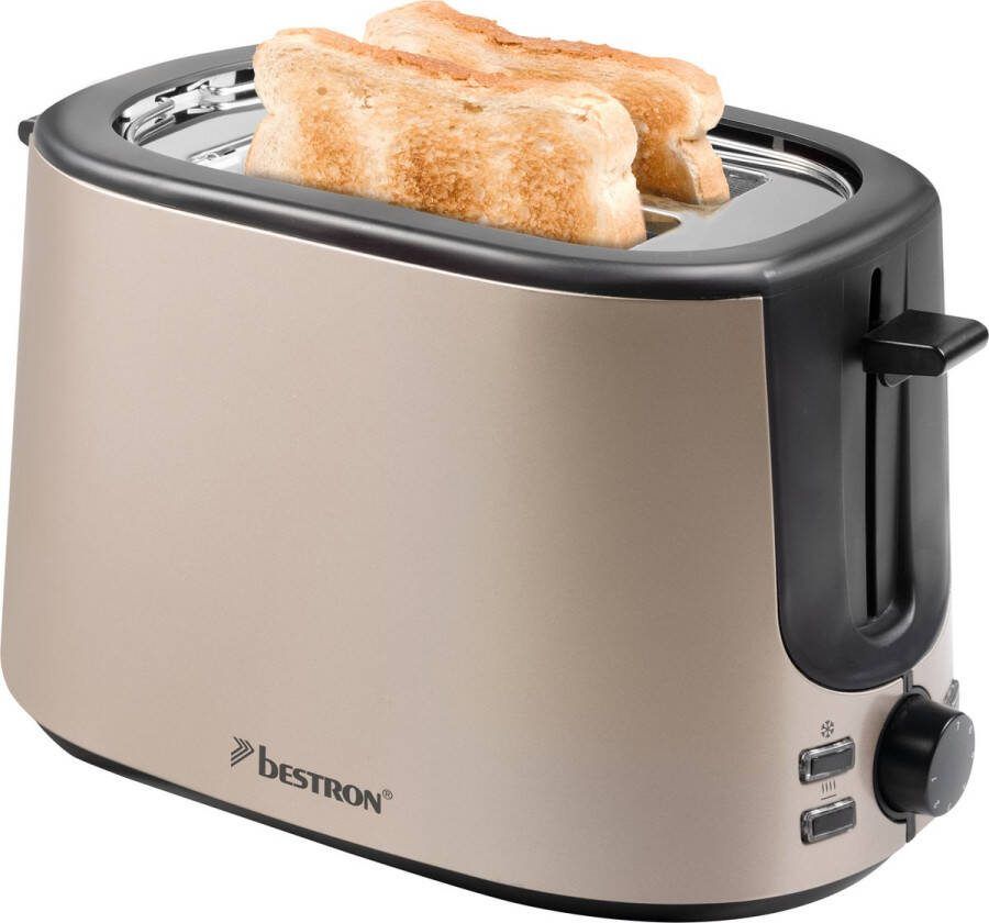 Bestron Broodrooster voor 2 sneden Brood incl. broodjesopzet 7 bruiningsniveaus & kruimellade 1000W ATS1000SAT lichtbeige