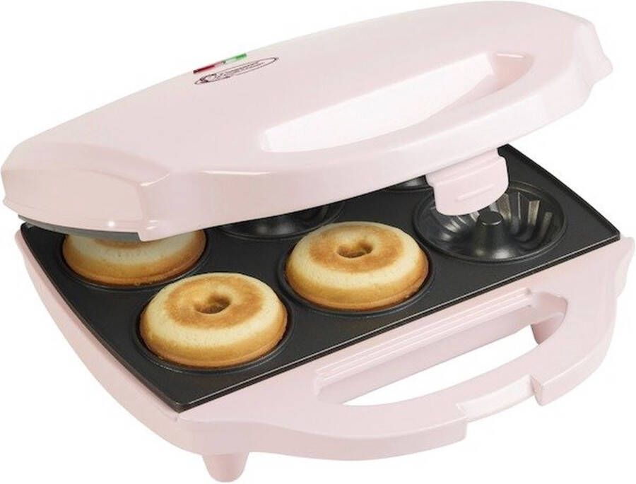 Bestron Cake Maker in tulbandvorm wafelijzer voor 6 mini tulband cakes met antiaanbaklaag & indicatielampje 900 Watt Kleur: roze