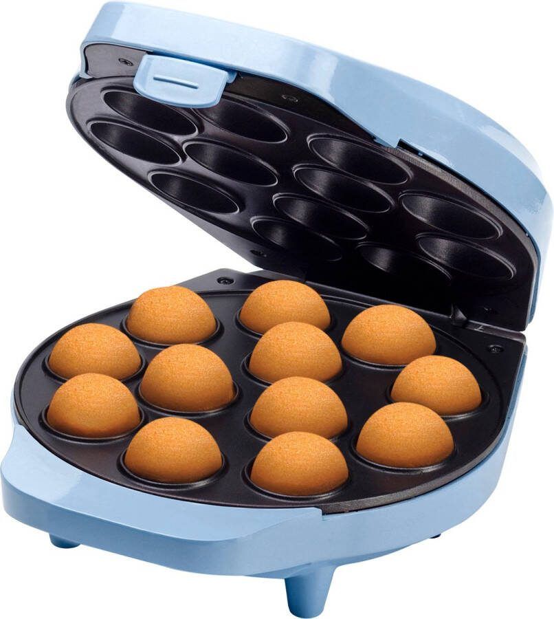 Bestron Cake Pop Maker Wafelijzer voor 12 Cake Pops inclusief Cake Pop Butler 12 Stokjes & Vork met antiaanbaklaag & indicatielampje 700W blauw