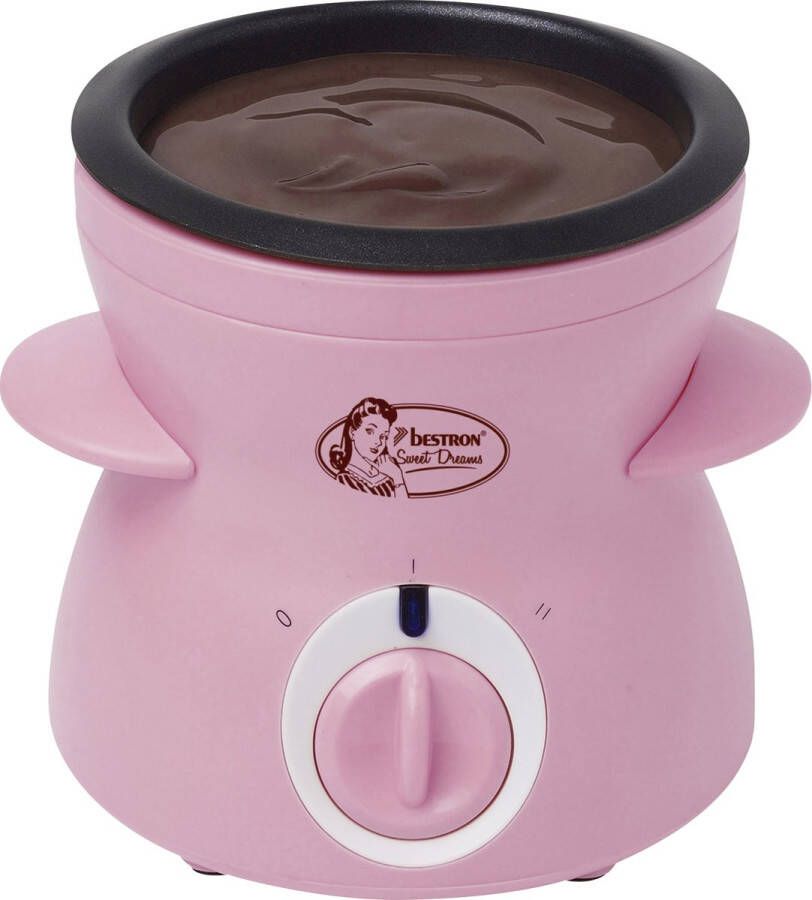 Bestron Chocolade-Fondueset voor 2 Personen elektrische Chocofondue incl. 10x spiesen 10x vorken en 1x spatel 25 Watt kleur: roze