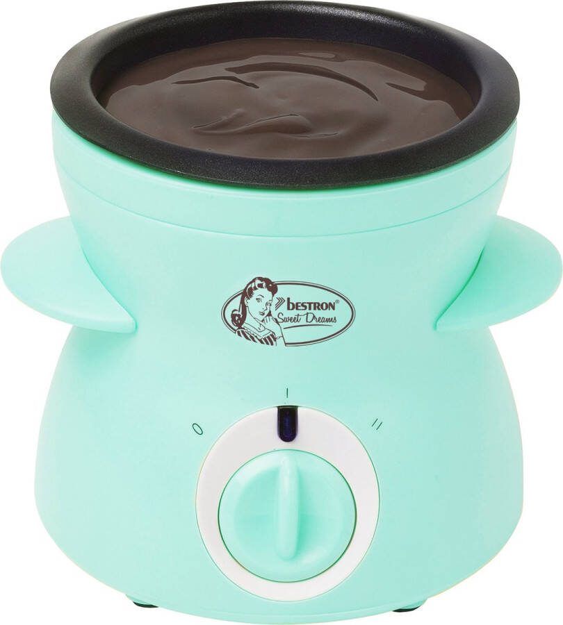 Bestron Chocolade-Fondueset voor 2 Personen elektrische Chocofondue incl. 10x spiesen 10x vorken en 1x spatel 25 Watt kleur: Mint