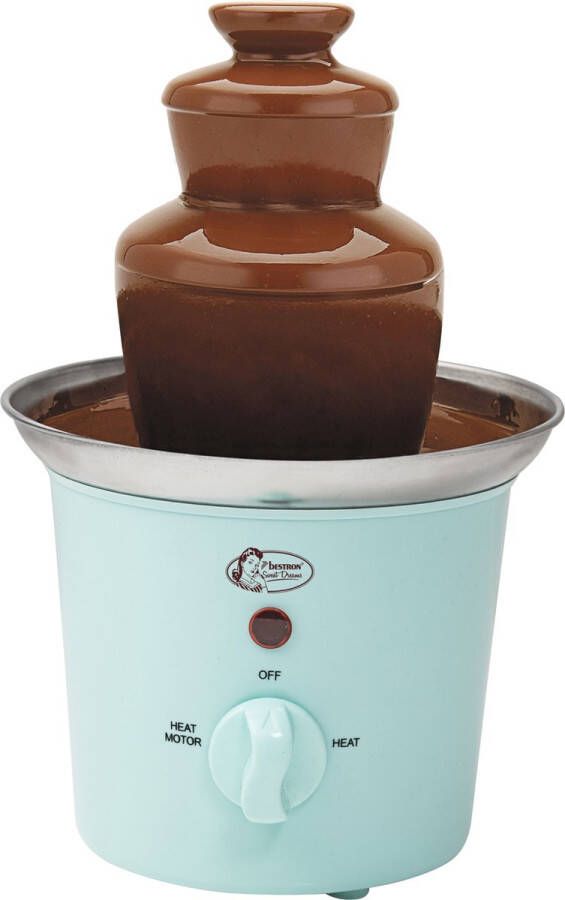 Bestron Chocoladefontein kleine chocolade fontein met indicatielampje 60 Watt RVS Kleur: Mint