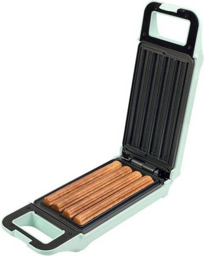 Bestron Churros maker wafelijzer voor 4 churros met indicatielampje & antiaanbaklaag Sweet Dreams Collection 700 Watt Mint
