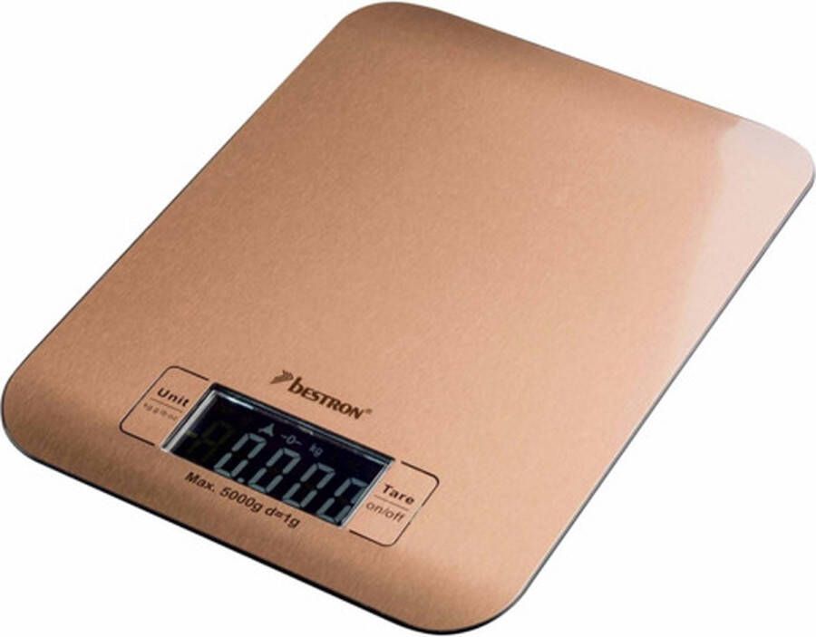Bestron digitaale Keukenweegschaal met LCD-display voor tot 5 kg inclusief batterijen kleur: koper