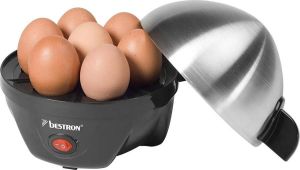 Bestron Eierkoker voor 7 eieren incl. watermaatbeker 3 hardheidsgraden 350 watt kleur: zilver zwart
