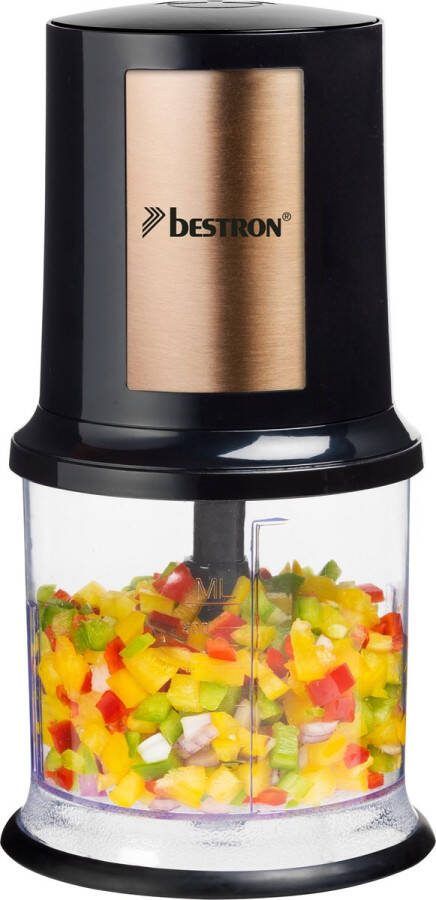 Bestron electrische Hakmolen twee rvs Hakmessen & 500 ml cacpaciteit grote Pulsschakelaar 400 Watt AKC200 koper
