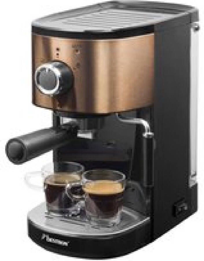 Bestron Espressomachine voor 2 kopjes Pistonmachine met draaibare stoompijp 15 Bar pompdruk 1450W kleur: koper