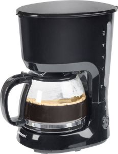 Bestron Filterkoffiezetapparaat voor 10 kopjes koffie kleine Filterkoffiemachine incl. 1.25L glazen kan permanentfilter & warmhoudplaatje ideaal voor camping 750Watt kleur: zwart