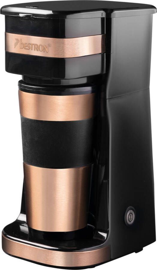 Bestron Koffiezetapparaat met thermosbeker voor gemalen filterkoffie & ideal voor camping 2 grote koppen 750 Watt rvs Kleur: silver zwart
