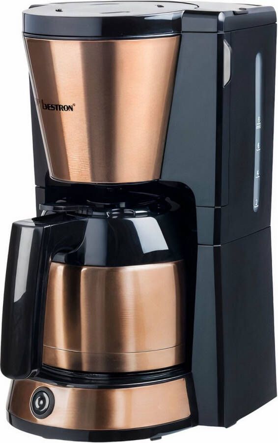 Bestron Koffiezetapparaat voor filterkoffie Filterkoffiemachine met thermokan voor 8 kopjes 900W kleur: koper