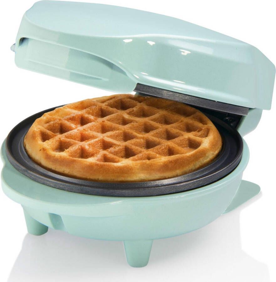 Bestron mini-wafelijzer voor klassieke wafels wafelijzer met antiaanbaklaag voor kinderfeestjes Familiefeest Pasen of Kerst retro design 550 Watt kleur: mint