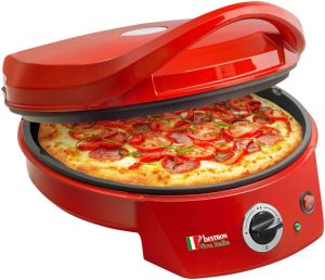 Bestron Pizzaoven tot max. 230 °C Pizzamaker met boven- onderwarmte voor zelfgemaakte of diepvriespizza's tarte flambée quiche of wraps tot Ø 27cm 1.800 watt kleur: Rood