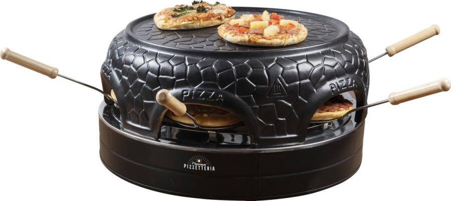 Bestron pizzaoven voor 4 personen pizzamaker voor kleine pizza's (Ø 10 cm) met keramische koepel ca. 10 minuten baktijd 860 Watt kleur: zwart