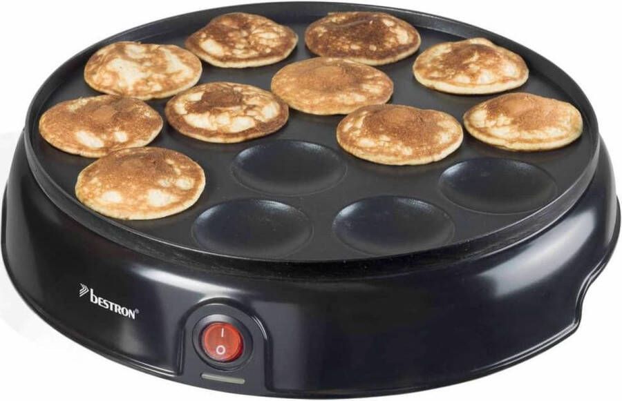 Bestron poffertjesmaker in retro-design electrisch poffertjes apparaat met antiaanbaklaag & indicatielampje Sweet Dreams 800 W kleur: zwart