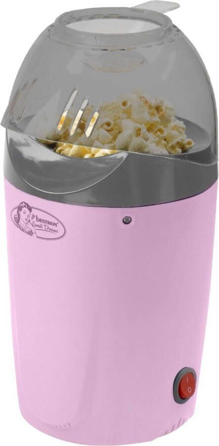Bestron Popcorn machine voor het maken van 50 gr. popcorn hetelucht Popcorn maker voor popcorn in 2 minuten vetvrij 1200 Watt kleur: roze