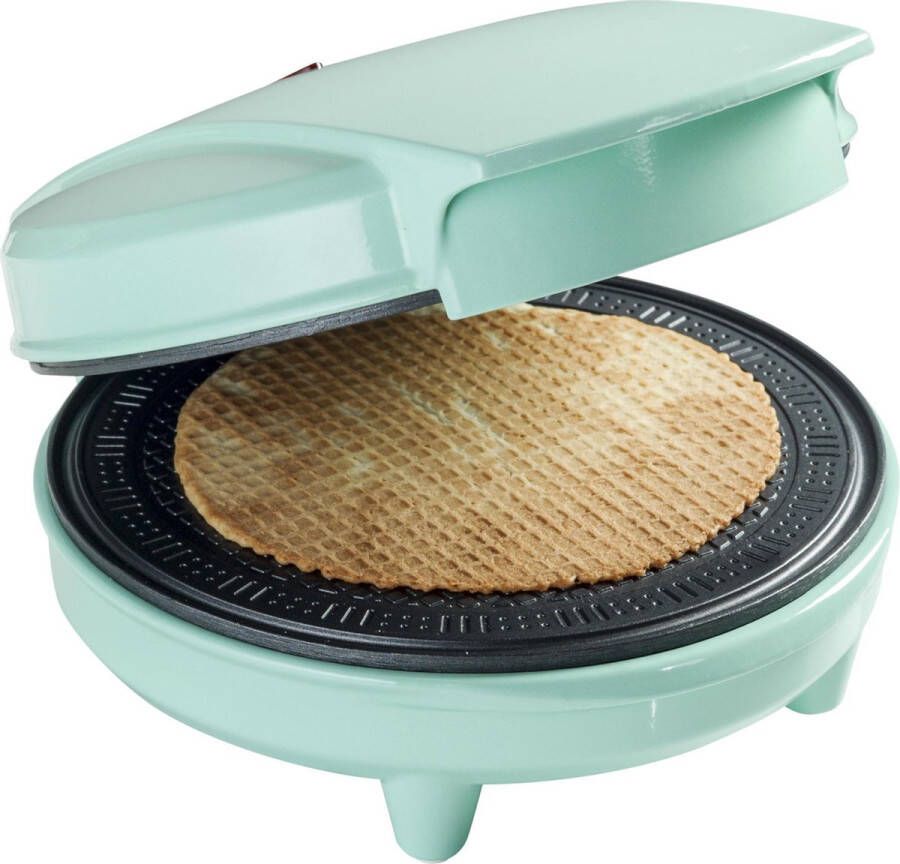 Bestron Stroopwafels apparaat met kegel Wafelijzer voor Stroopwafels kniepertjesijzer met antiaanbaklaag & indicatielampje 700 watt Mint