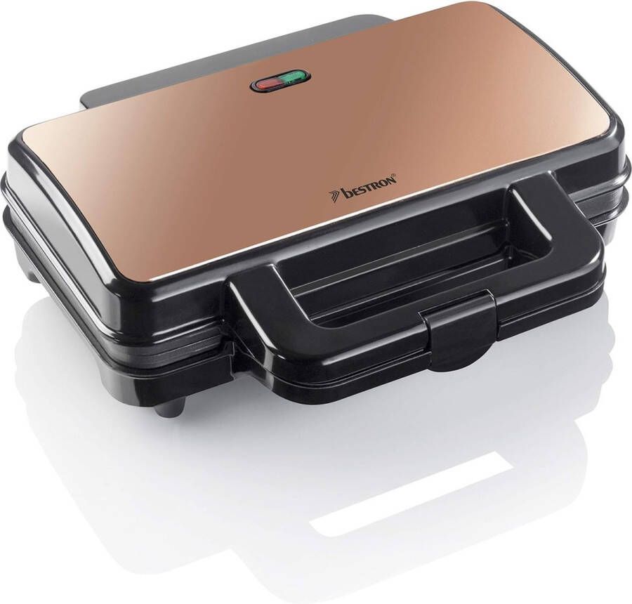 Bestron Tosti Apparaat Met Antiaanbaklaag Tosti Ijzer Voor 2 Sanwiches 900 Watt Koper Zwart