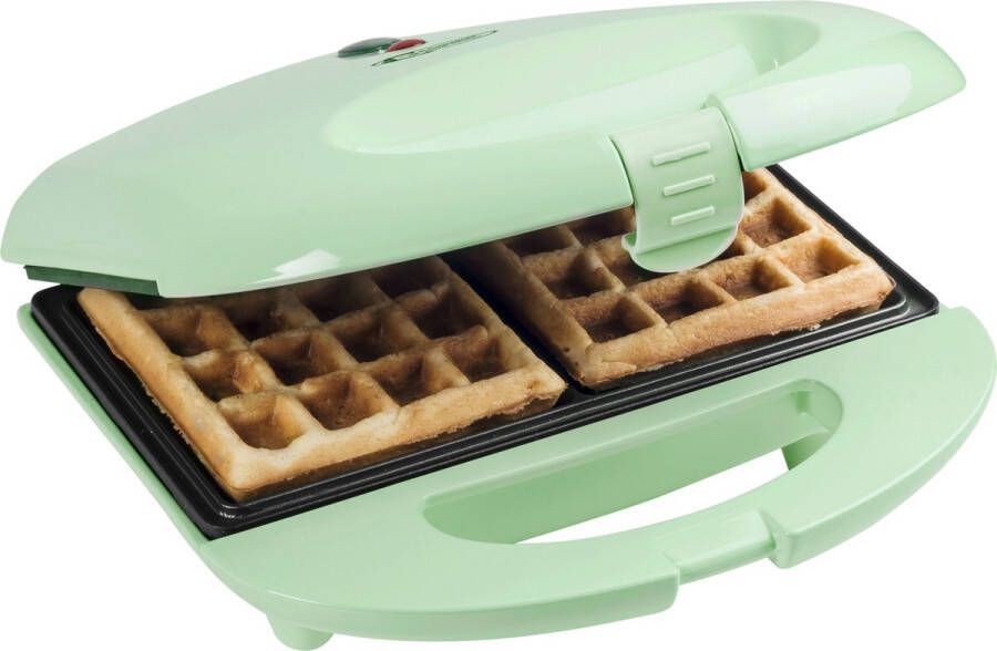 Bestron Wafelijzer voor 2 Brusselse wafels Wafelmaker met antianbaklaag & indicatielampje 700W kleur: mint