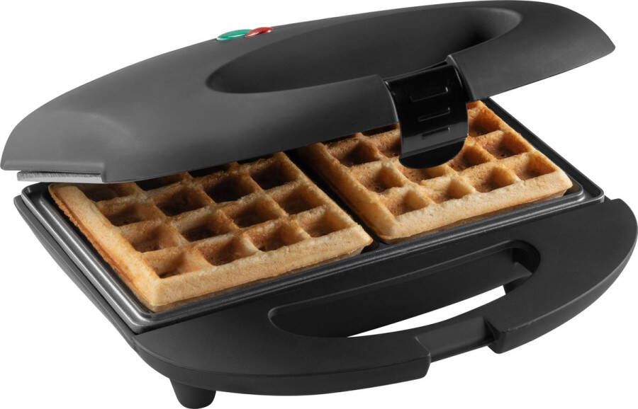 Bestron Wafelijzer voor 2 Brusselse wafels Wafelmaker met antianbaklaag & indicatielampje 700W Zwart