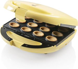 Bestron Wafelijzer voor koekjes oreshkimaker in retro design met automatische temperatuurregeling baklampje & antiaanbaklaag 850 Watt kleur: geel