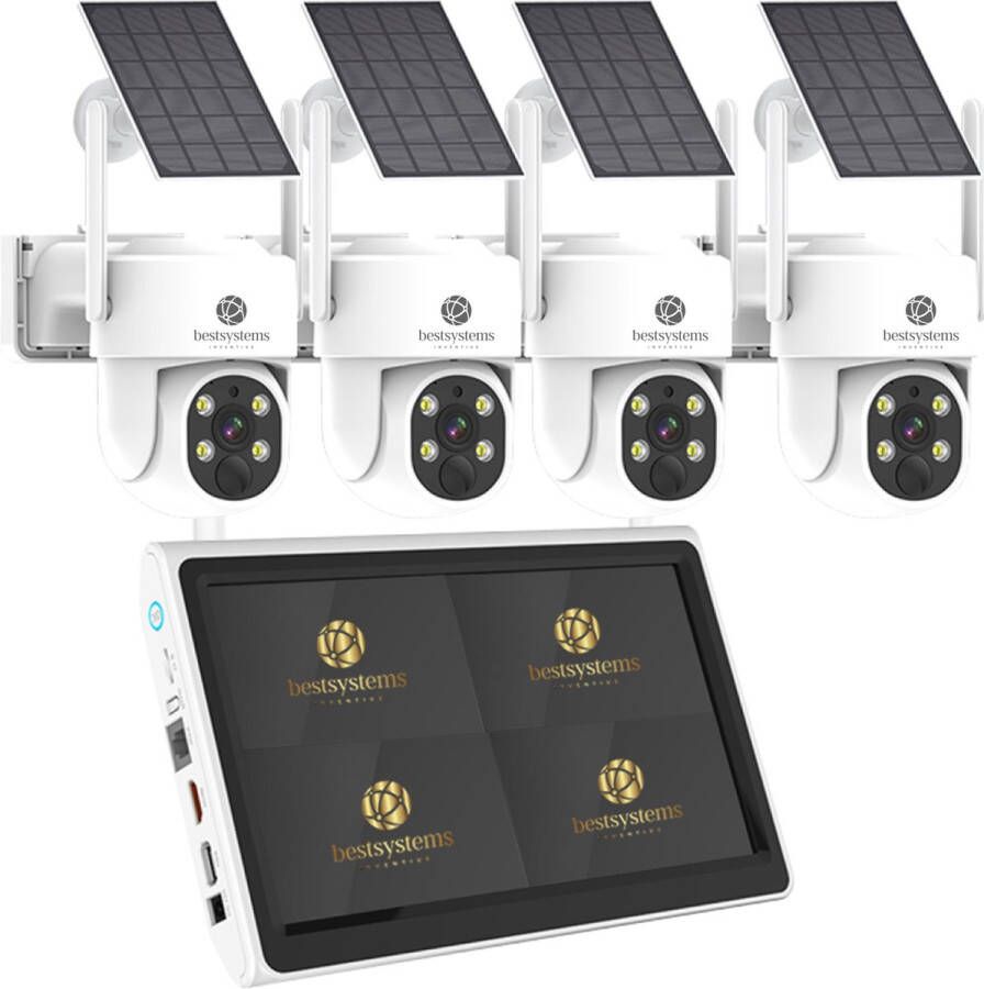 BestSystems Set van 4 beveiligingscamera's met solar panel