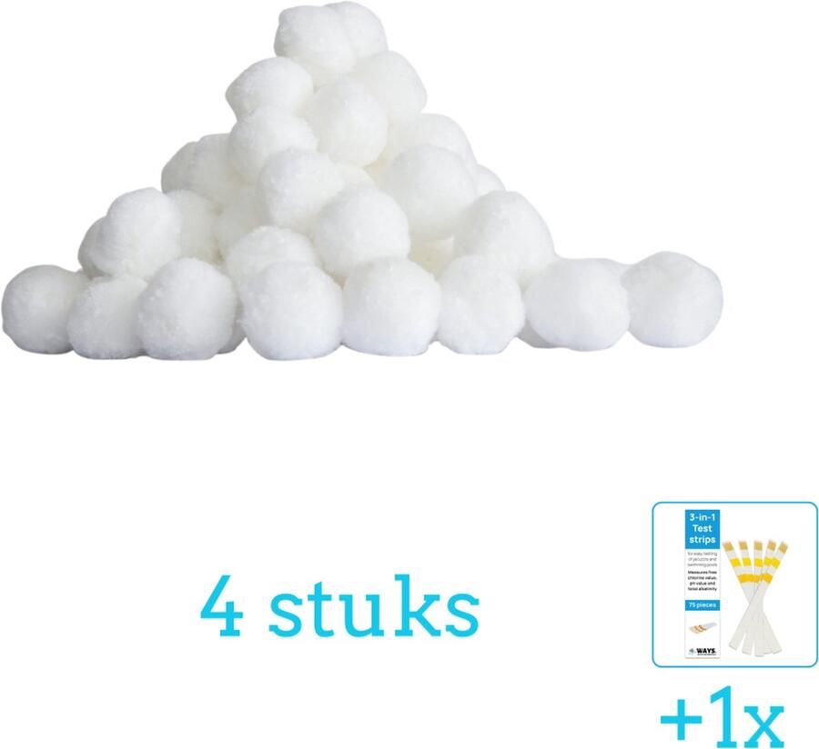 Bestway Flowclear Polysphere balletjes voor in zandfilterpomp 4 stuks Voordeelverpakking Inclusief WAYS Testrips (1 stuks) Geschikt voor Zandfilterpomp