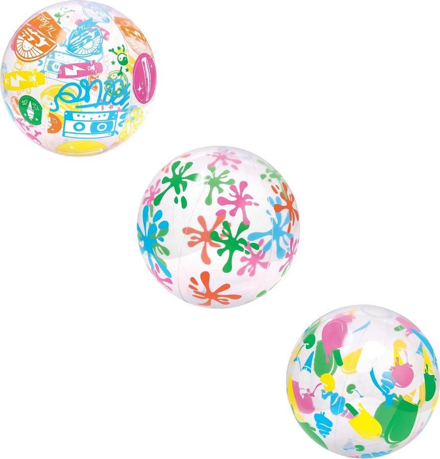 Bestway Strandbal Verfmotief Junior 50 Cm Vinyl Transparant