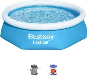Bestway Fast Set Opblaasbaar zwembad inclusief filterpomp 244x61 cm Rond