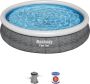 Bestway Fast Set Opblaasbaar zwembad inclusief filterpomp 366x76 cm Rattanprint Rond - Thumbnail 1