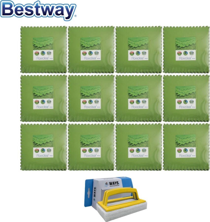 Bestway Flowclear Voordeelverpakking Grondtegels 12 Verpakkingen Van 9 Stuks & Ways Scrubborstel