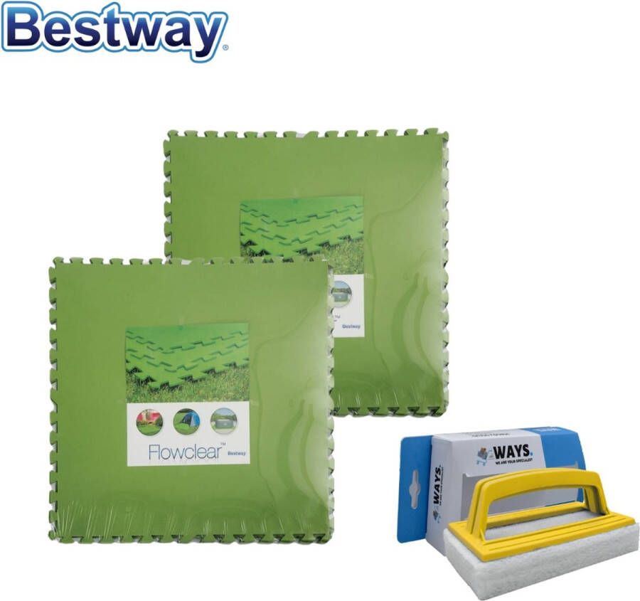 Bestway Flowclear Voordeelverpakking Grondtegels 2 Verpakkingen Van 9 Stuks & Ways Scrubborstel