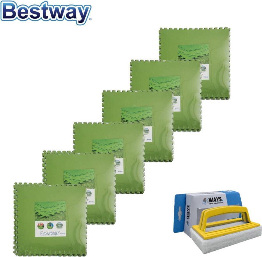 Bestway Flowclear Voordeelverpakking Grondtegels 6 Verpakkingen Van 9 Stuks & Ways Scrubborstel