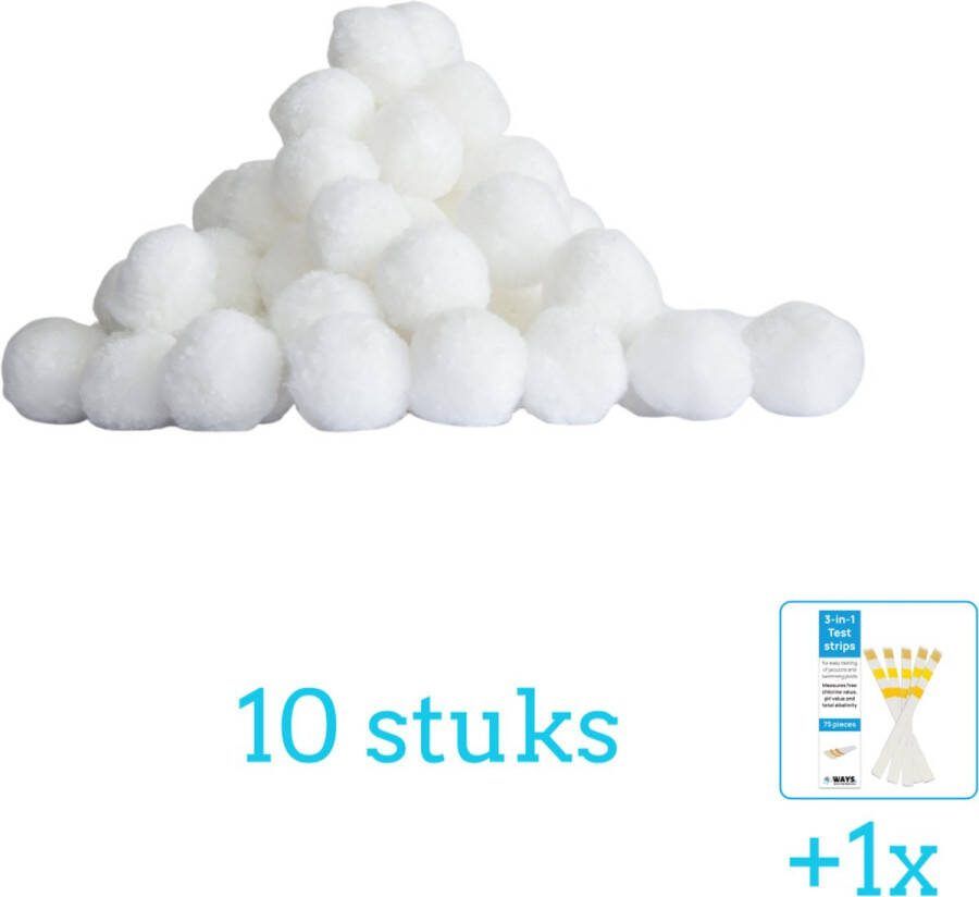 Bestway Flowclear Polysphere balletjes voor in zandfilterpomp 10 stuks Voordeelverpakking Inclusief WAYS Testrips (1 stuks) Geschikt voor Zandfilterpomp