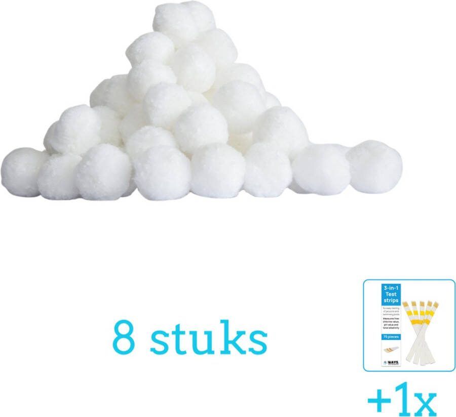 Bestway Flowclear Polysphere balletjes voor in zandfilterpomp 8 stuks Voordeelverpakking Inclusief WAYS Testrips (1 stuks) Geschikt voor Zandfilterpomp