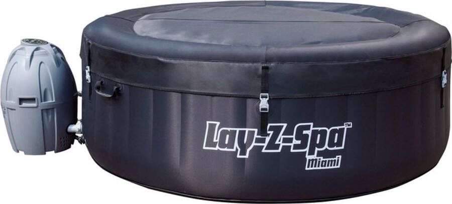 Bestway Lay-Z-Spa Miami Jacuzzi Zwembad Pomp Relax Massage Hoes 4-Personen Zwart Wit 180x66cm 669L