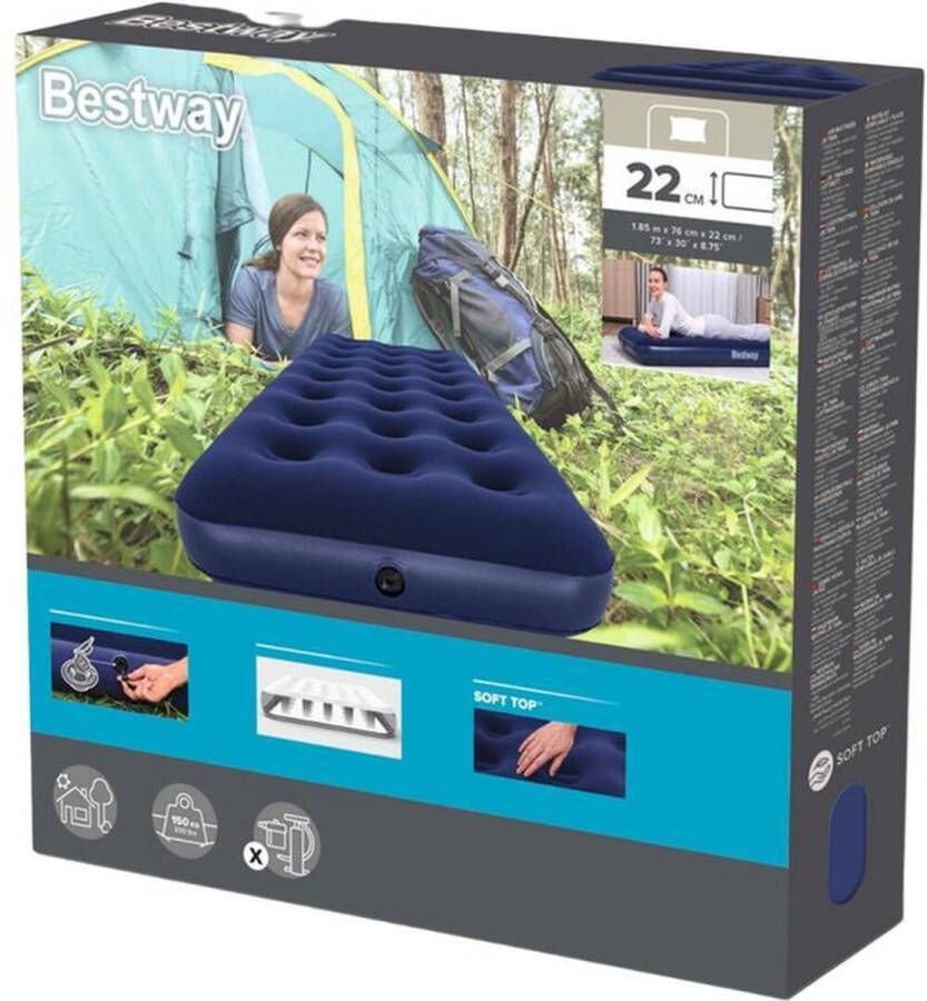 Bestway 1-Persoons Luchtbed 185 x 76 x 22 CM PVC Donkerblauw