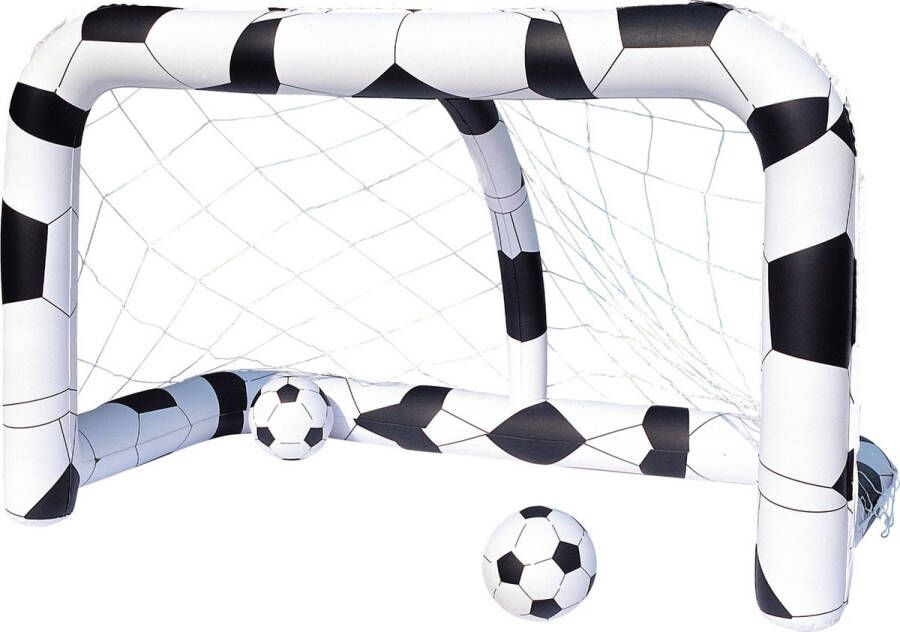 Bestway Opblaasbaar Voetbaldoel 213 x 122 x 137 CM Veiligheidsventielen Incl. 2 Opblaasballen Stevig Nylon Net Vinyl Zwart Wit