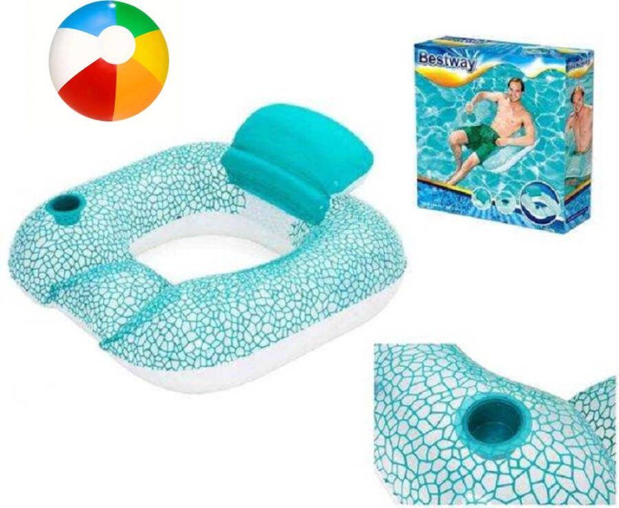 Bestway Opblaasbare Drijfstoel + Strandbal Drijvende WaterStoel LoungeStoel WaterHangmat Zwembad Ligbed Luchtbed Floating Bed Beach Float LoungeStoel Drijvende Water Ligstoel Opblaasbaar Bal