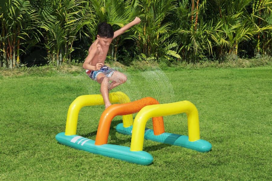 Bestway opblaasbare hindernisbaan met water sproeier bogen (goal) met sprinklers waterspeelgoed zomer splash (voor kinderen)