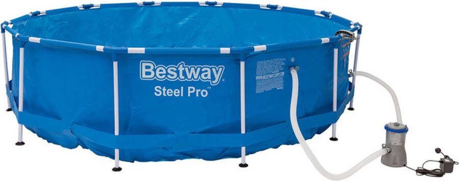 Bestway opzetzwembad Complete Set Ø366 x 84 cm Familiezwembad- zwembaden inclusief: pomp oppervlakteskimmer afdekzeil thermometer chloordistributeur en reparatiekit