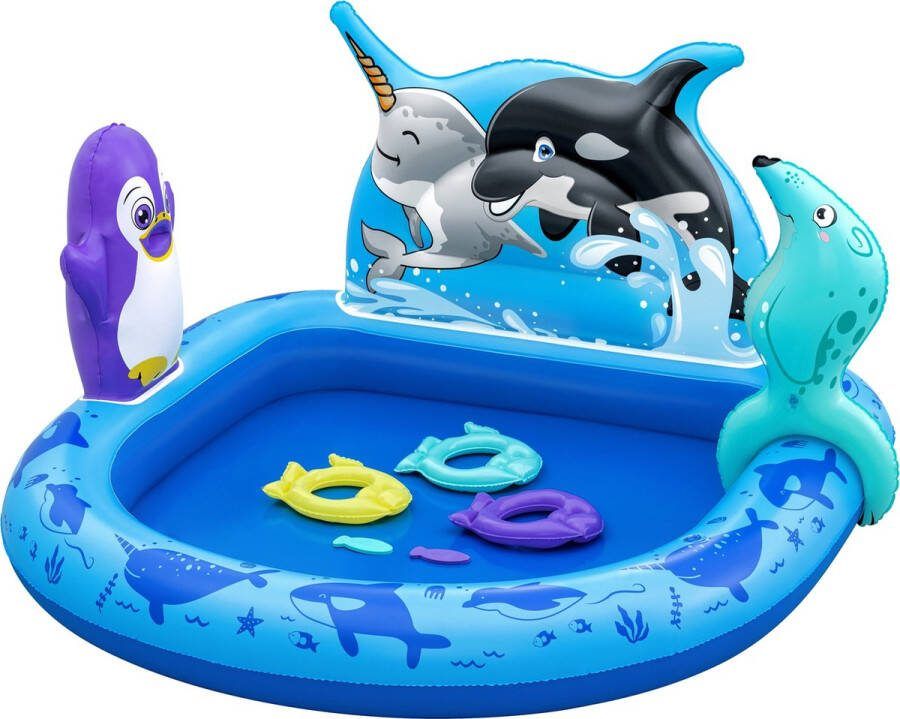 Bestway Polar Pals Opblaasbaar Waterspeelcentrum en Zwembad voor Kinderen 1 34 m x 1 31 m x 73 cm