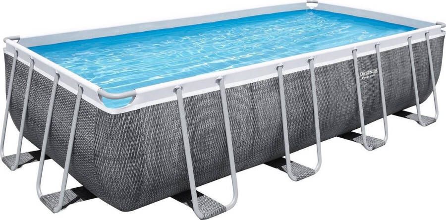 Bestway Power Steel Opzetzwembad inclusief filterpomp en accessoires 488 x 244 x 122 cm Rattanprint Rechthoekig