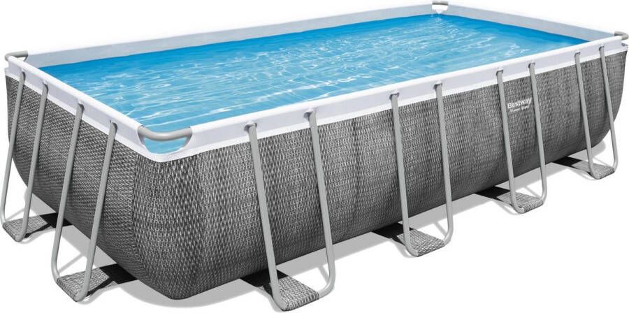 Bestway Power Steel Opzetzwembad inclusief filterpomp en accessoires 549 x 274 x 122 cm Rattanprint Rechthoekig