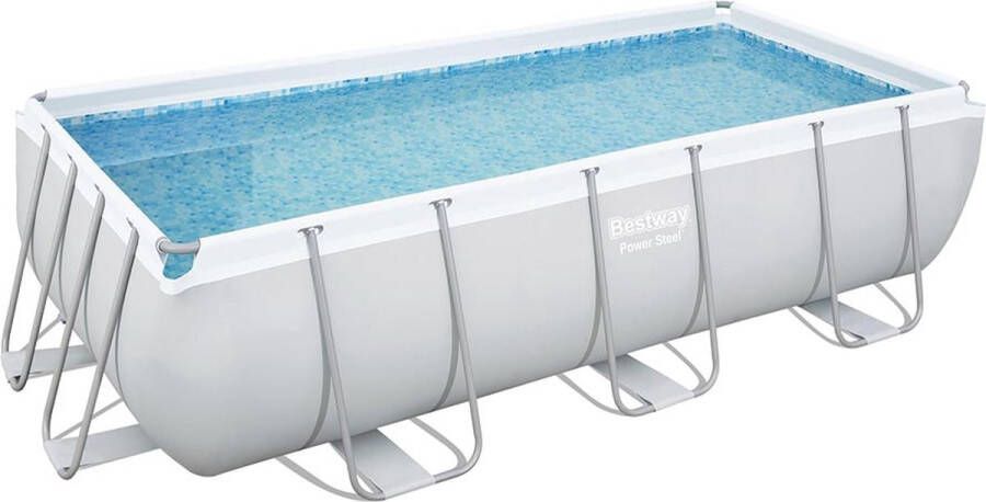 Bestway Power Steel Opzetzwembad inclusief filterpomp en zwembadtrap 404 x 201 x 100 cm Rechthoekig
