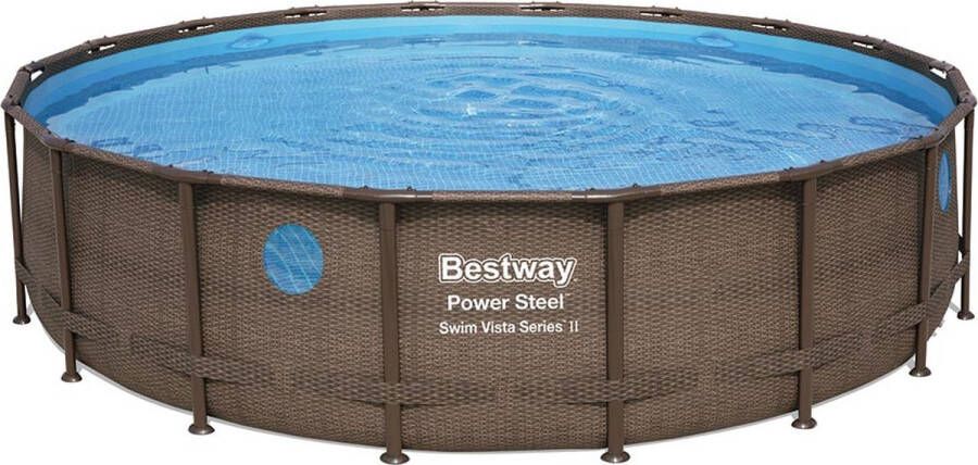 Bestway Power Steel Swim Vista Opzetzwembad inclusief filterpomp en accessoires 549x122 cm Houtprint Rond