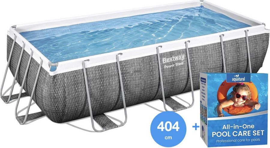 Bestway 404 x 201 x 100 cm Power Steel Zwembad + Complete Onderhoud Set