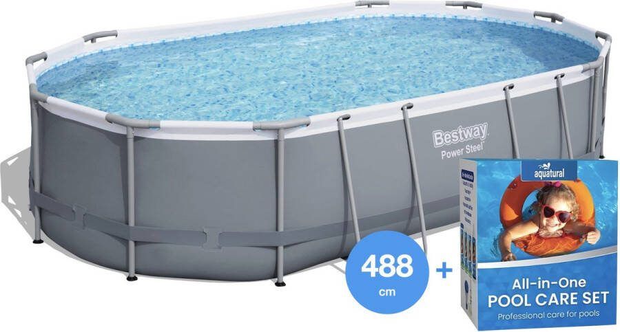 Bestway 488 x 305 x 107 cm Power Steel Zwembad + Complete Onderhoud Set
