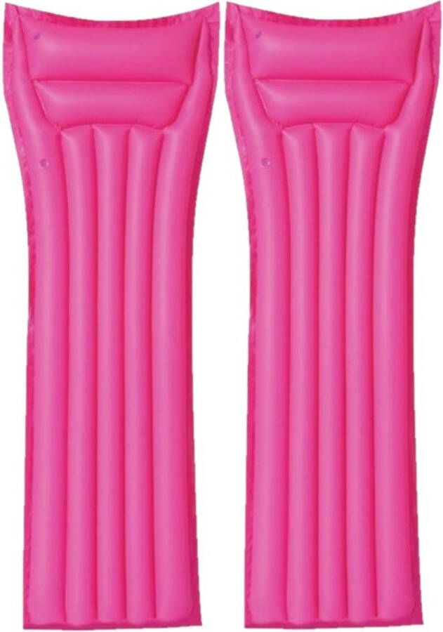 BSTW Set van 2x stuks bestway basic opblaasbaar luchtbed roze 183 cm volwassenen Camping Strand