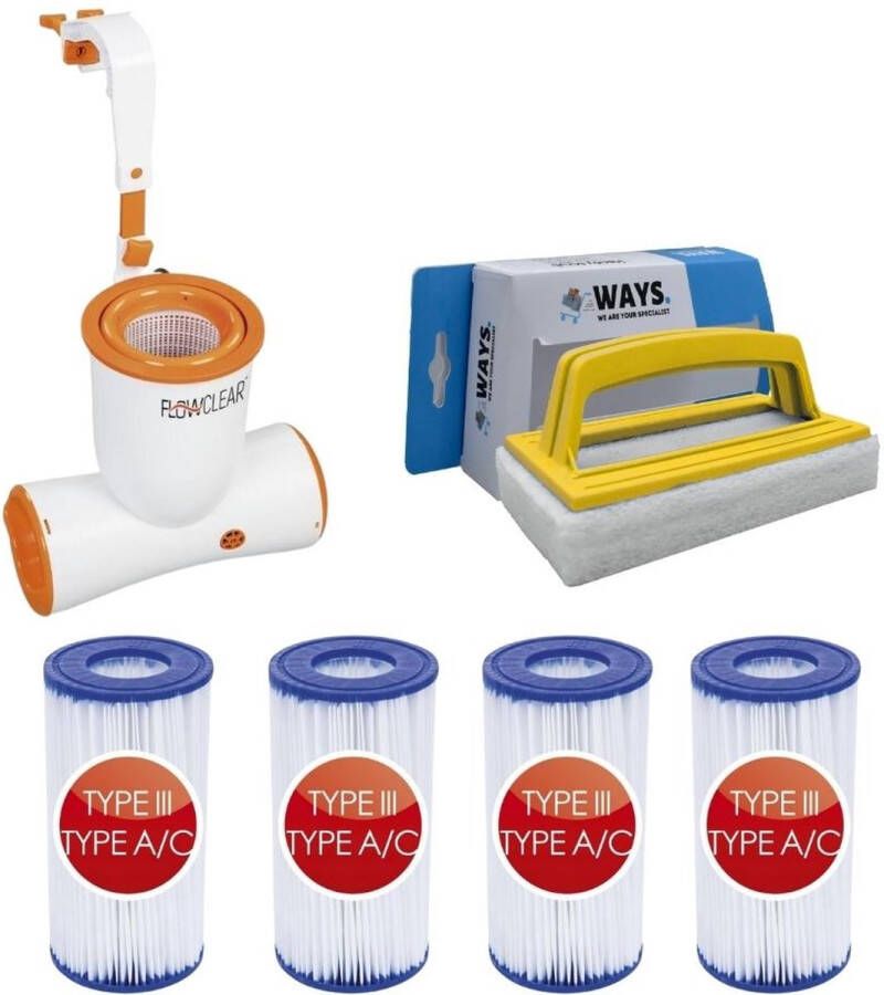 Bestway Skimmer 2574 L u & 4 Filters Type Iii & Ways Scrubborstel