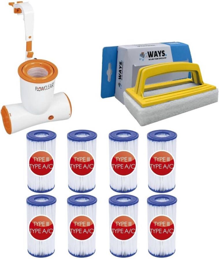 Bestway Skimmer 2574 L u & 8 Filters Type Iii & Ways Scrubborstel